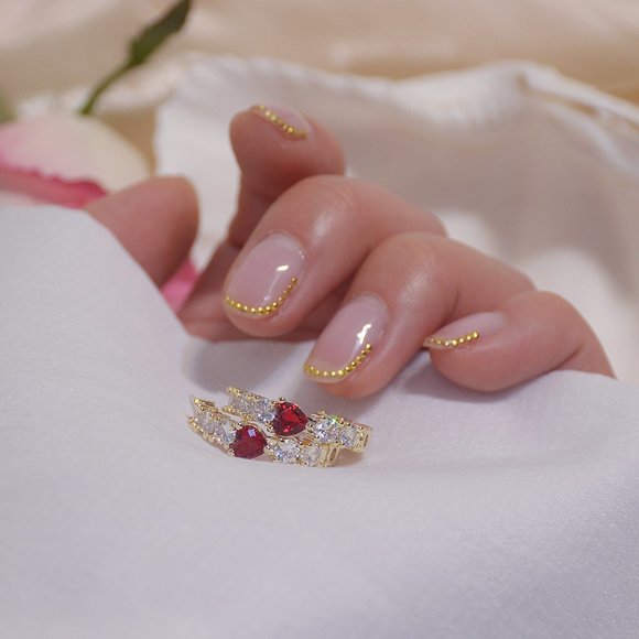 NEW 14K Gold Plated Diamond Heart Hoop Earrings - Picture 3 of 9